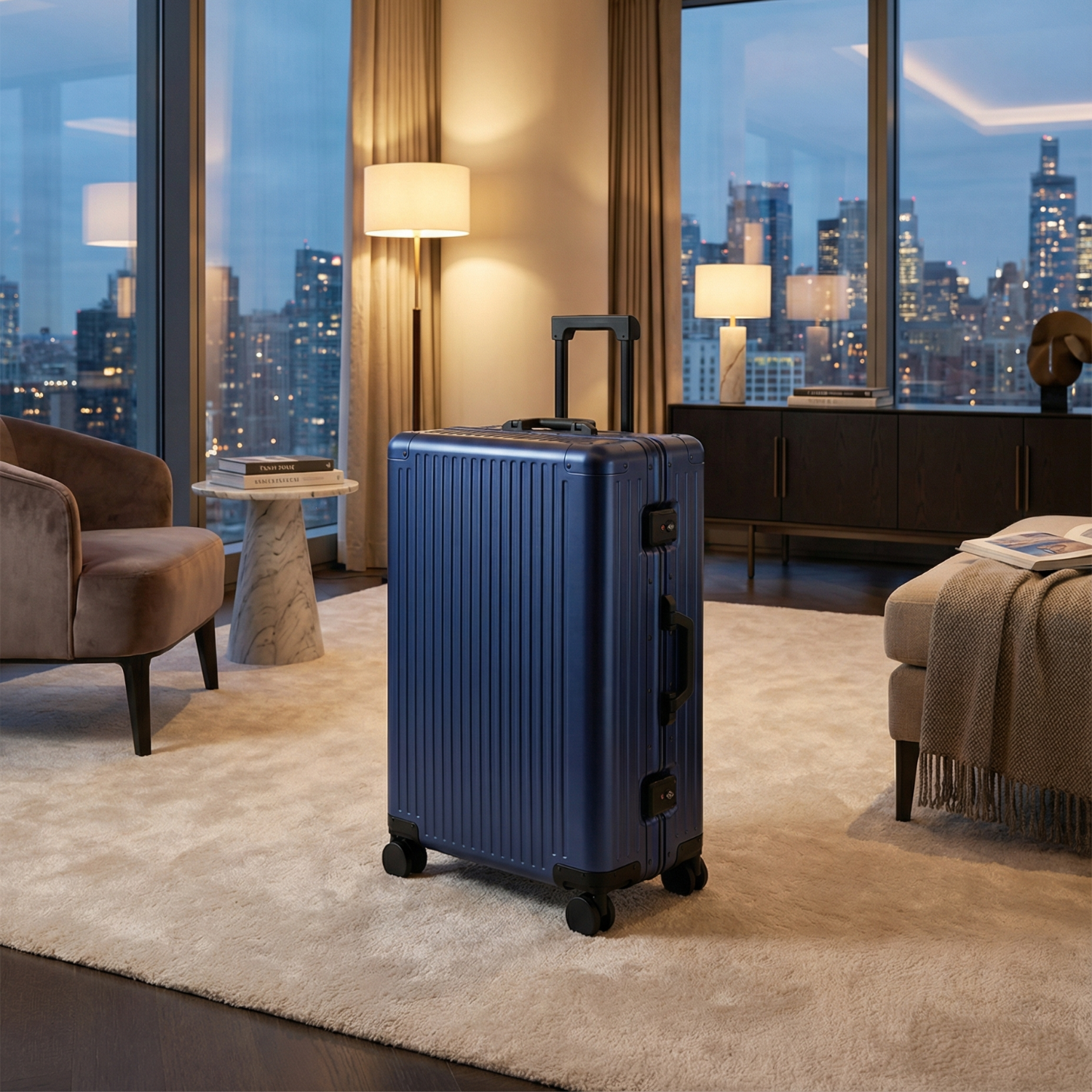 Valore Aluminum Suitcase Navy